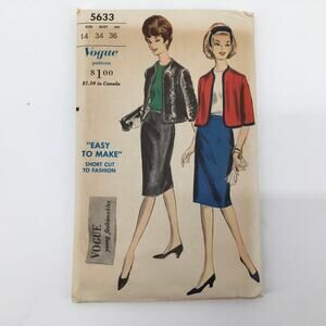 Vogue Sewing Pattern 5633 Vintage MCM Jacket Skirt Blouse Size 14 Bust 34 UNCUT